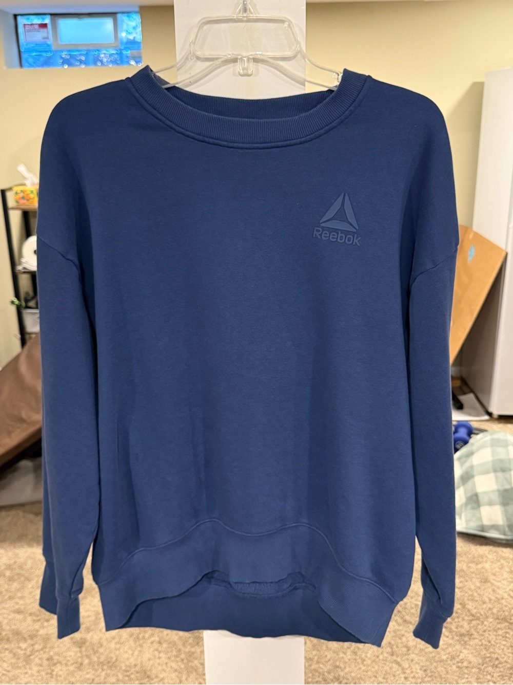 Reebok Blue Embossed Logo Crew Sweatshirt